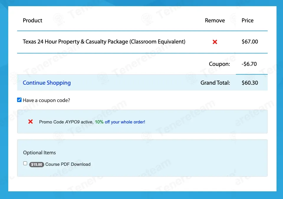 Einsurance Training coupon code: 10% off with AYPO9. Tested and valid as 7 months ago.