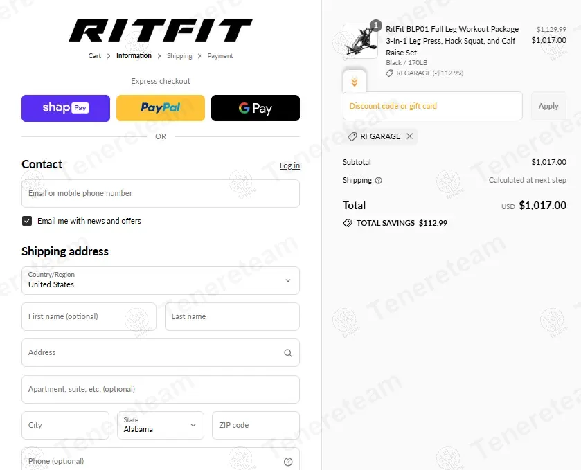 RITFIT coupon code: 10% off with RFGARAGE. Tested and valid as 10 months ago.