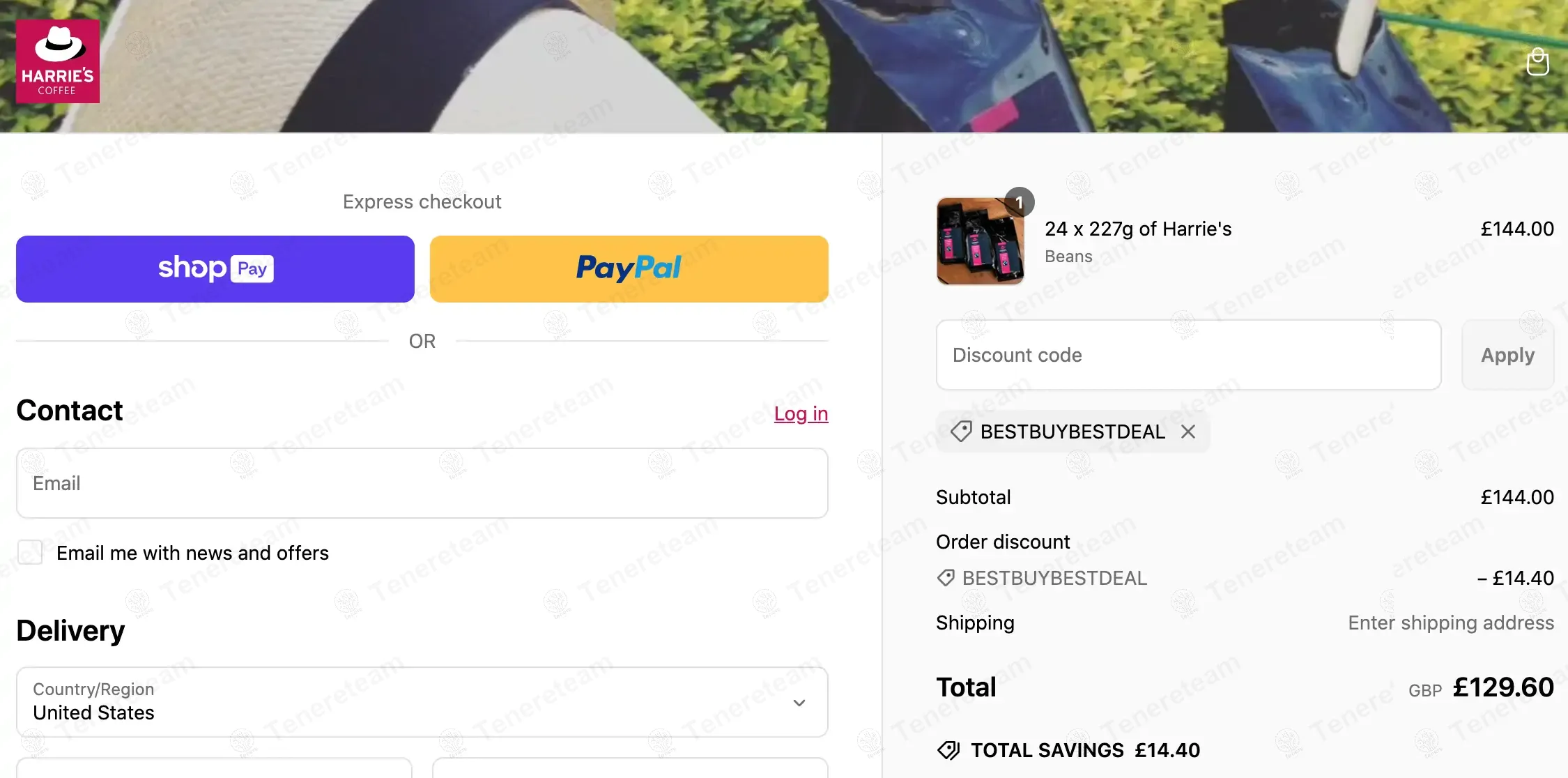 Harries Coffee coupon code: 10% off with BESTBUYBESTDEAL. Tested and valid as 1 year ago.