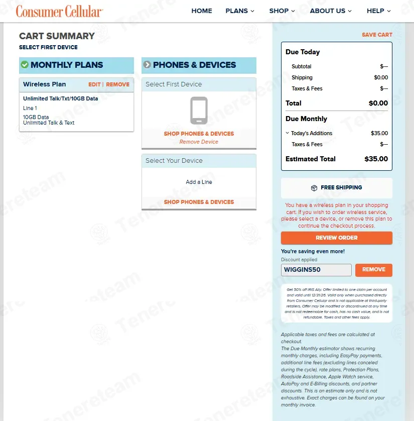 Consumer Cellular coupon code: $50 off with WIGGINS50. Tested and valid as 1 week ago.