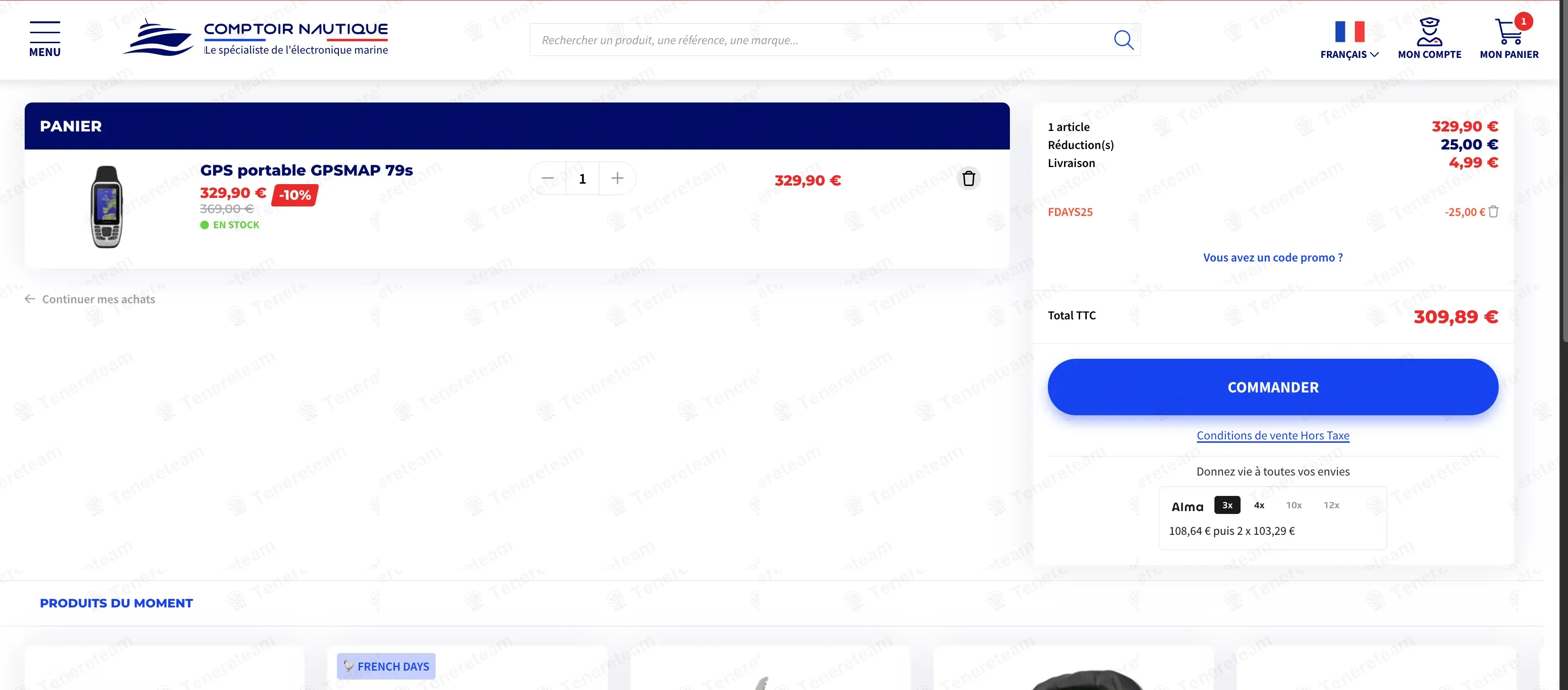 Comptoir Nautique coupon code: $25 off with FDAYS25. Tested and valid as 9 months ago.