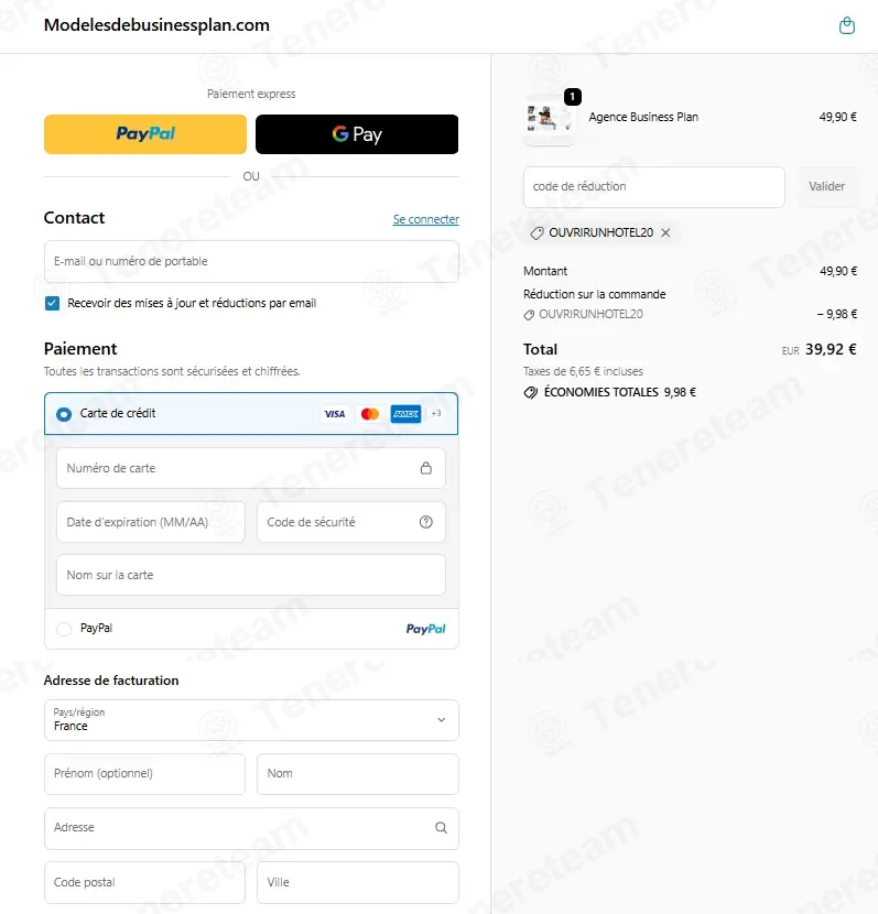 Modeles de Business Plan coupon code: 20% off with OUVRIRUNHOTEL20. Tested and valid as 1 month ago.