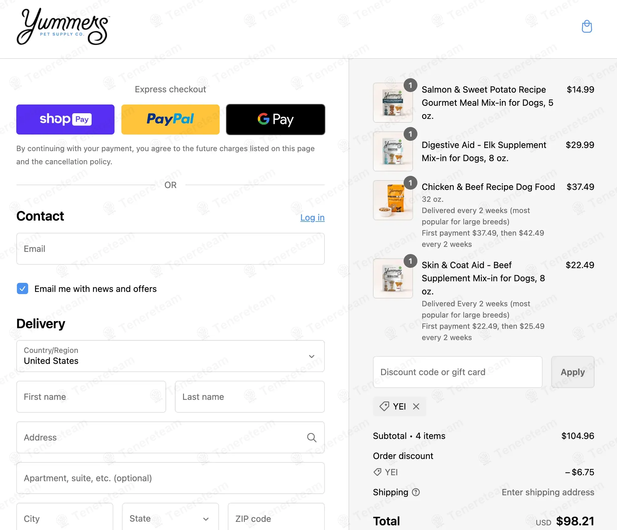Yummers coupon code: 15% off with YEI. Tested and valid as 1 year ago.