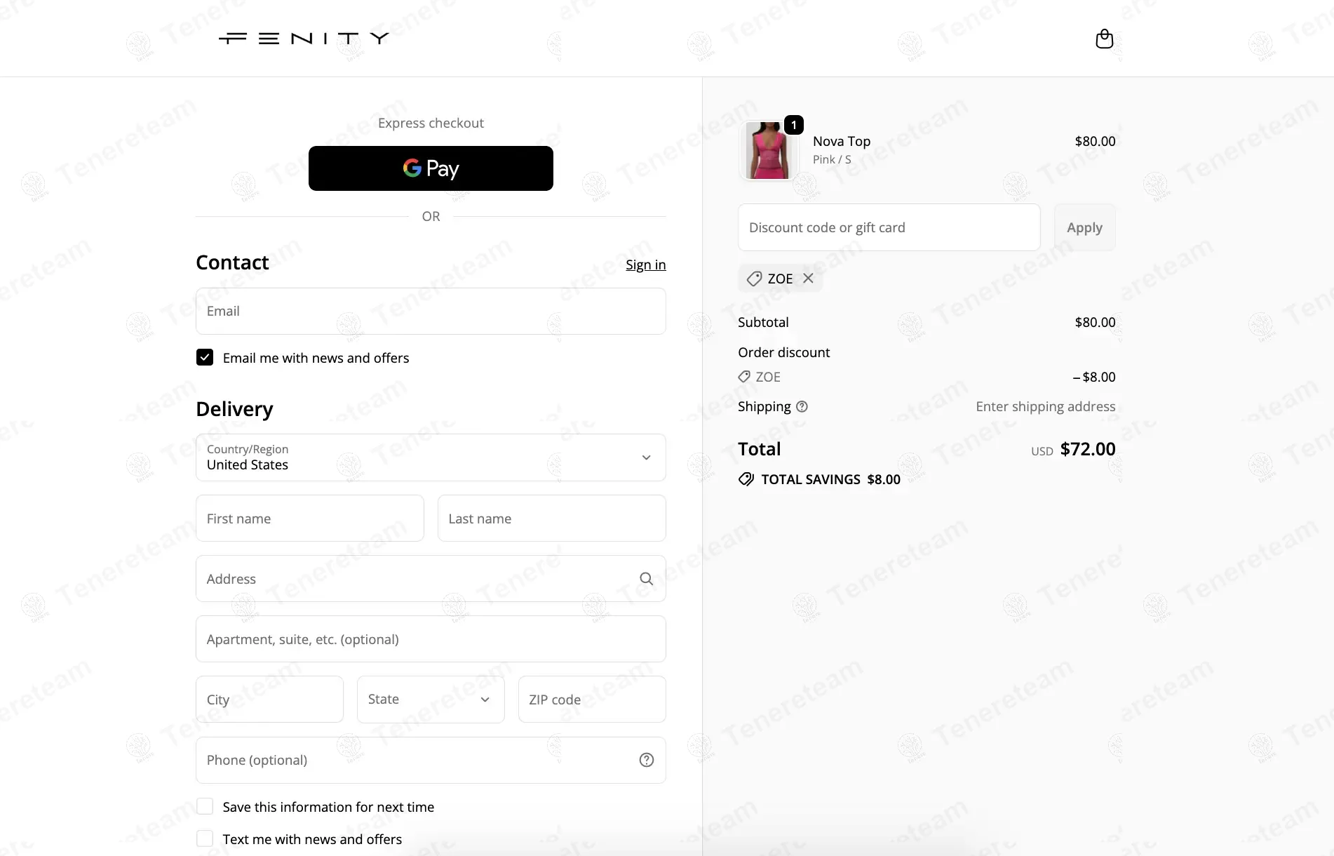 Fenity Fashion coupon code: 10% off with ZOE. Tested and valid as 8 months ago.