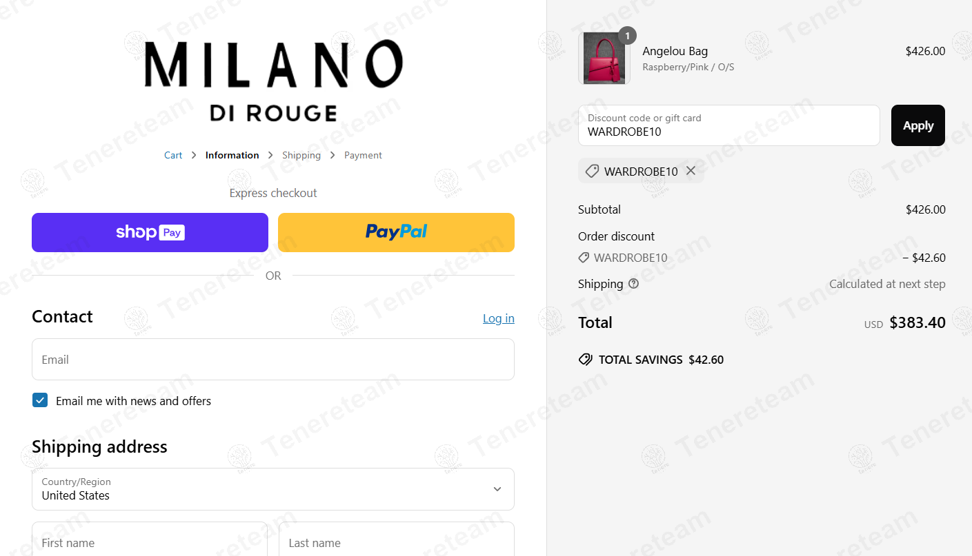 Milano Di Rouge coupon code: 10% off with WARDROBE10. Tested and valid as 1 year ago.
