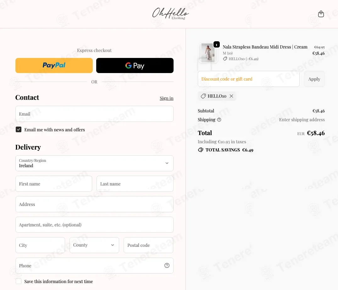 Oh Hello Clothing coupon code: 10% off with HELLO10. Tested and valid as 3 months ago.
