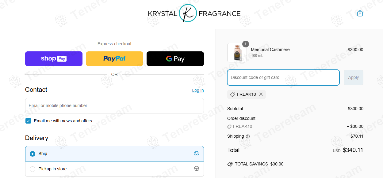 Krystal Fragrance coupon code: 10% off with FREAK10. Tested and valid as 9 months ago.