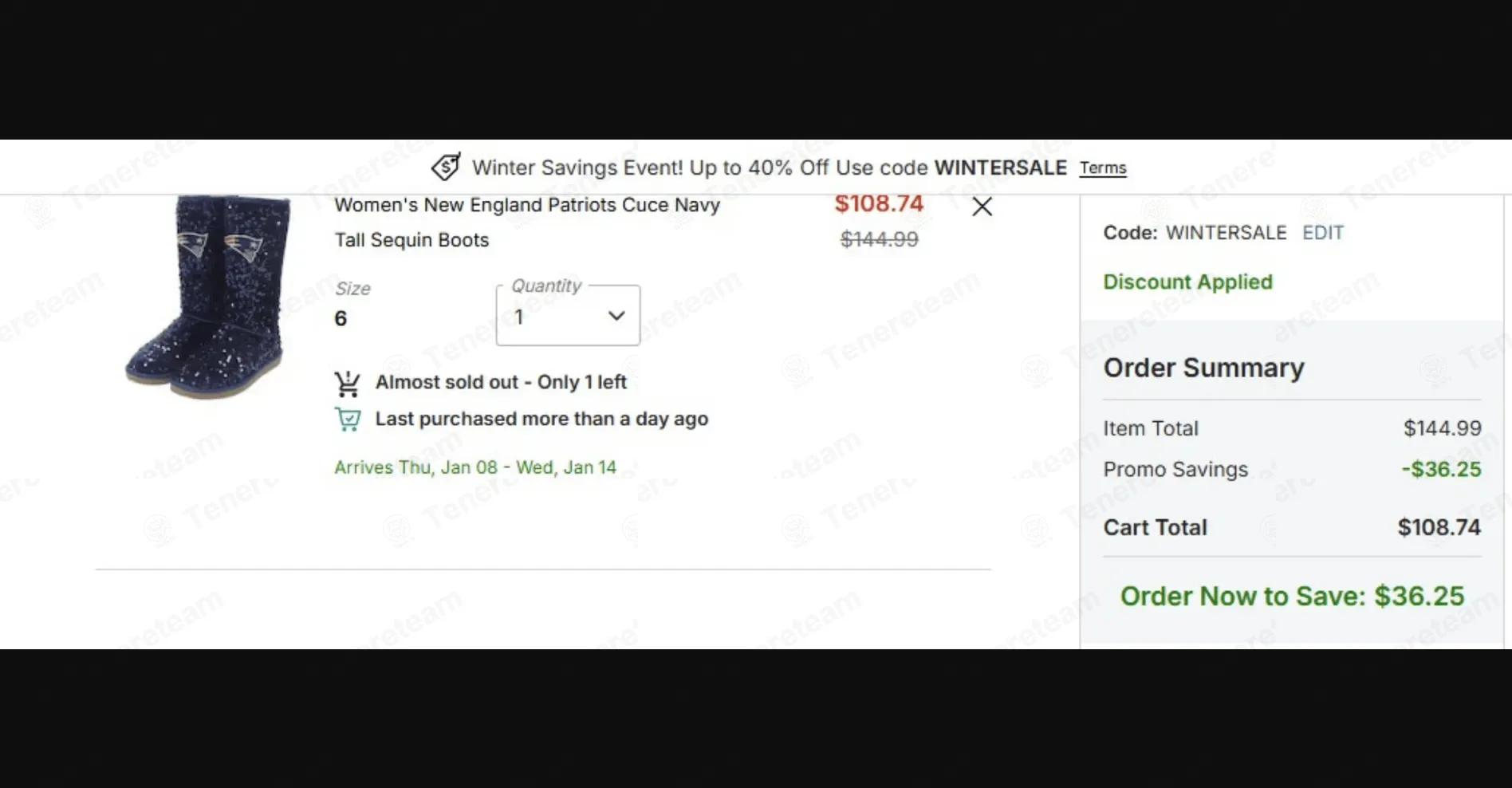NFL Shop coupon code: Sale off with WINTERSALE. Tested and valid as 1 week ago.