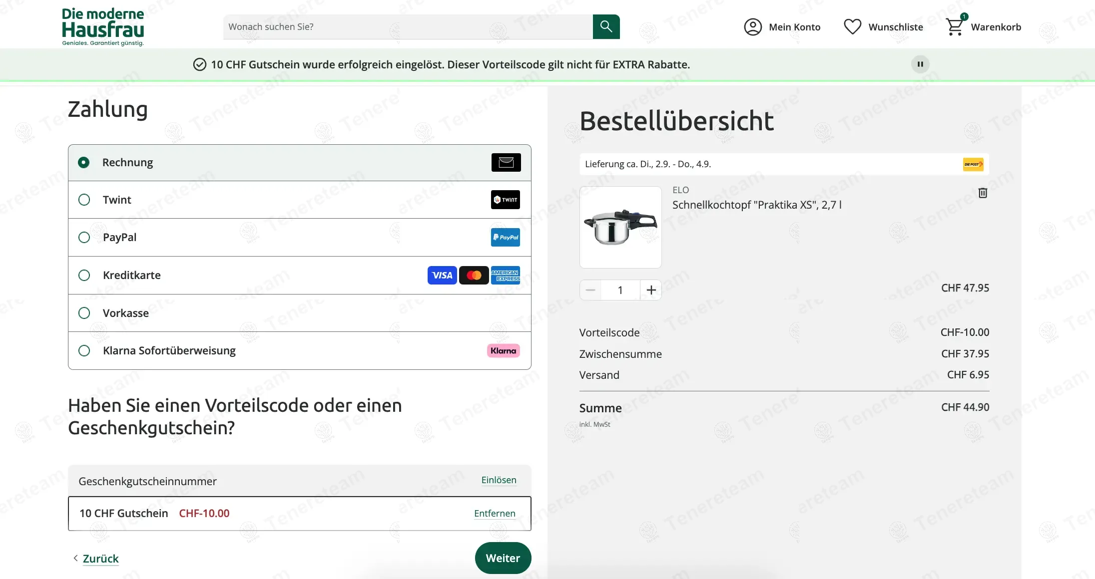Moderne Hausfrau CH coupon code: Sale off with 10CHF. Tested and valid as 9 months ago.
