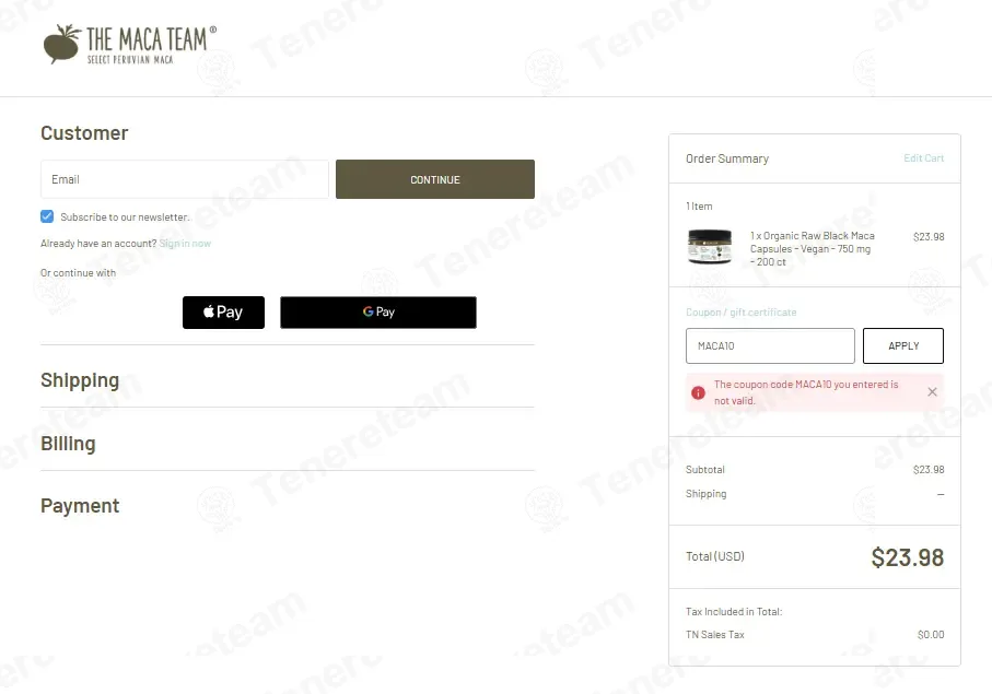 The Maca Team coupon code: 10% off with MACA10. Tested and valid as 5 days ago.