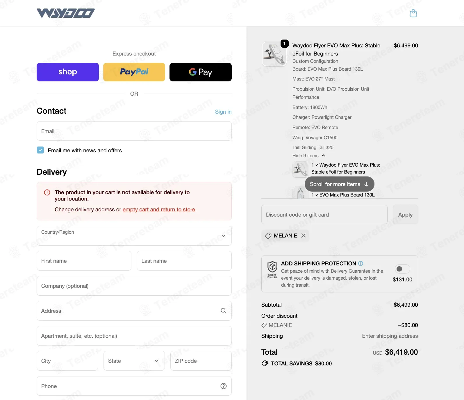 Waydoo coupon code: $80 off with MELANIE. Tested and valid as 3 days ago.