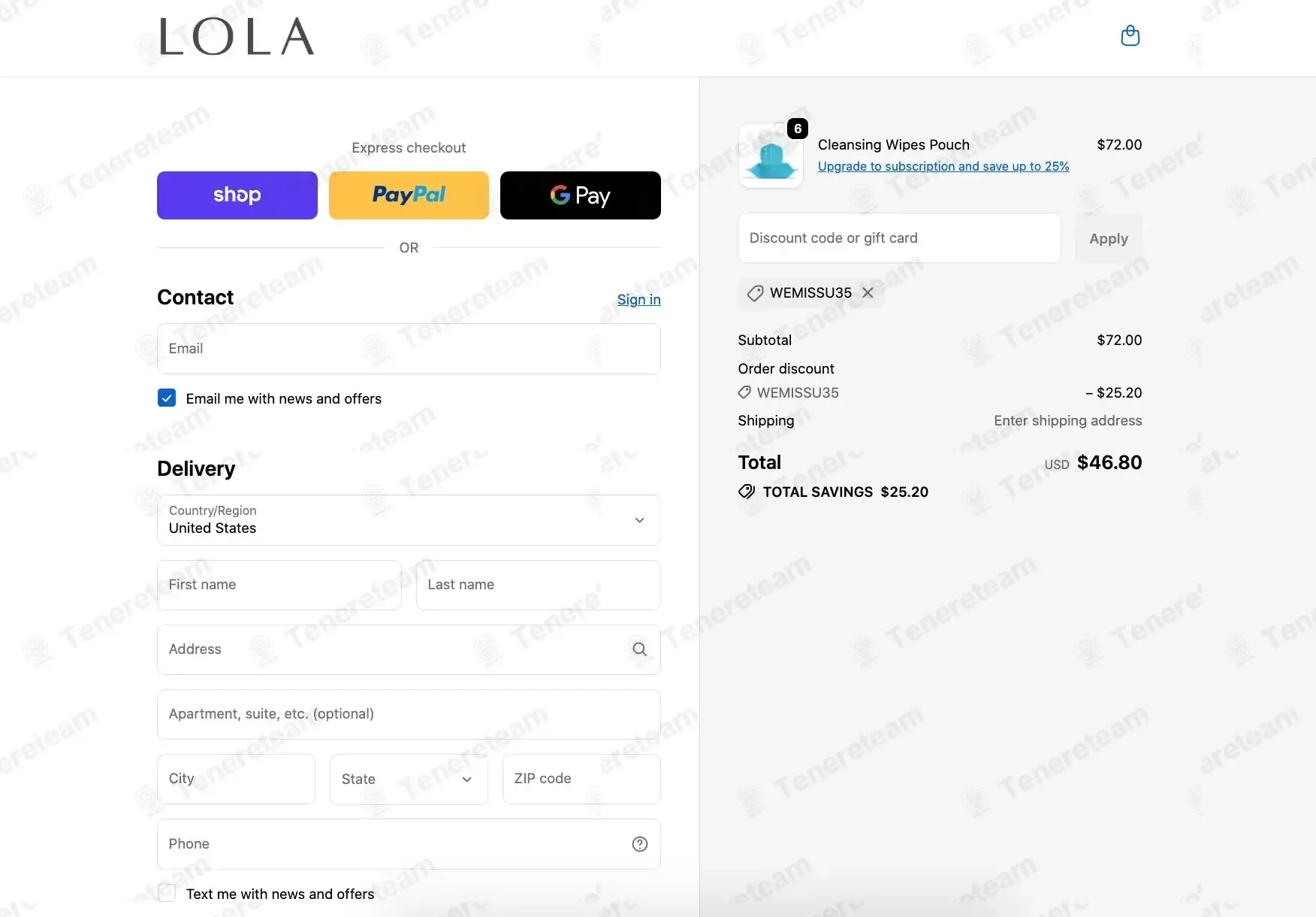 LOLA coupon code: 35% off with WEMISSU35. Tested and valid as 2 months ago.