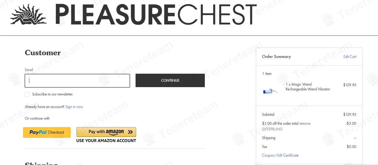 The Pleasure Chest coupon code: $5 off with GETSPRUNG. Tested and valid as 1 year ago.
