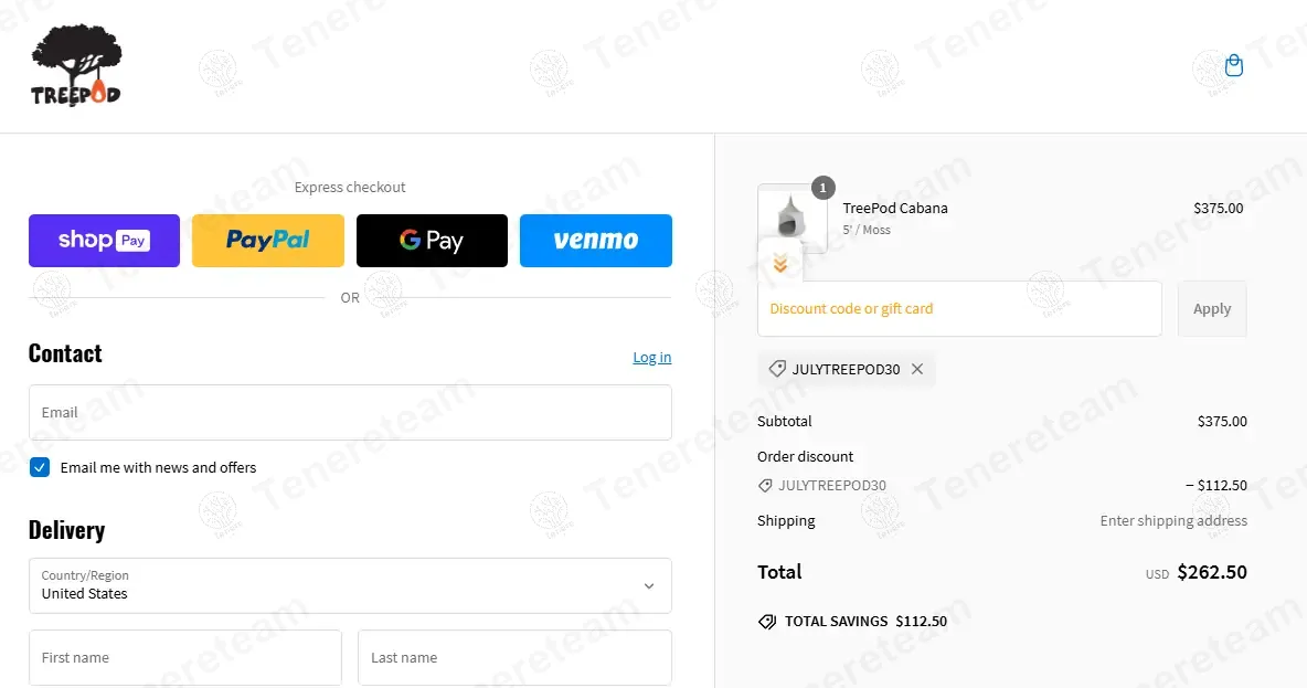 Treepod coupon code: 30% off with JULYTREEPOD30. Tested and valid as 1 year ago.