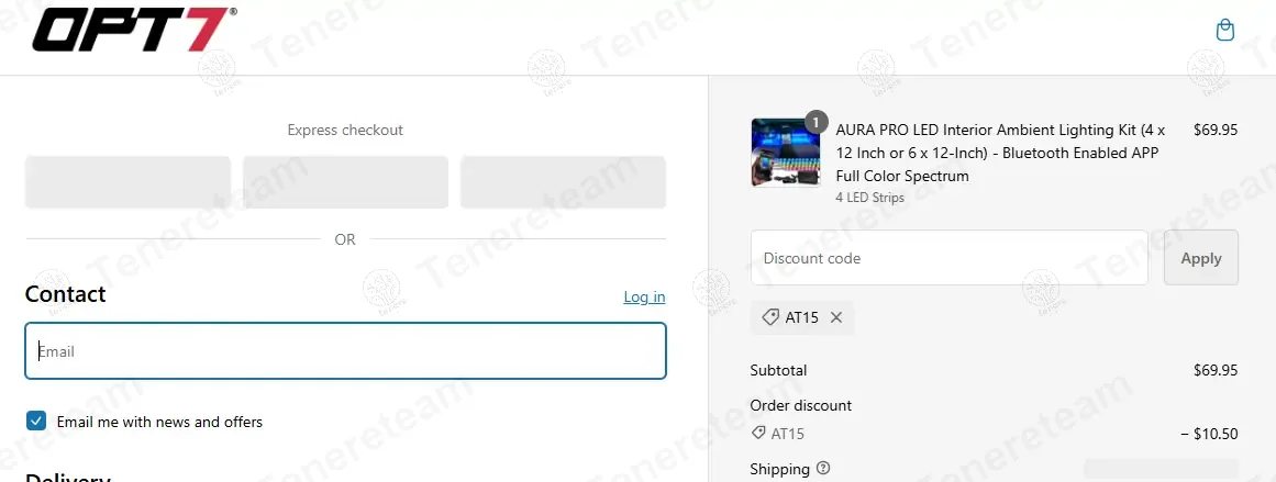 OPT7 Lighting coupon code: 15% off with AT15. Tested and valid as 1 year ago.
