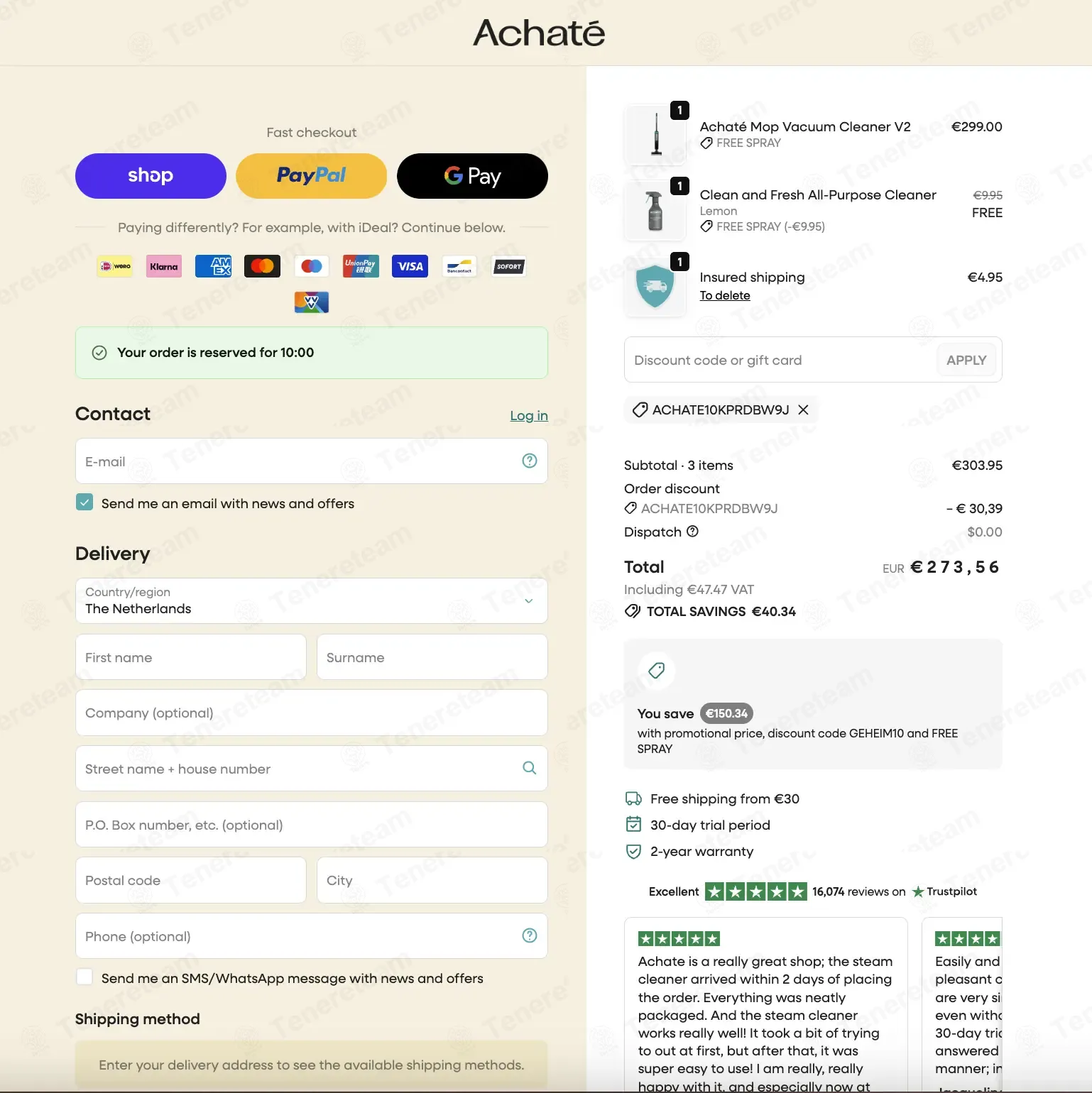 Achate coupon code verified as working at checkout