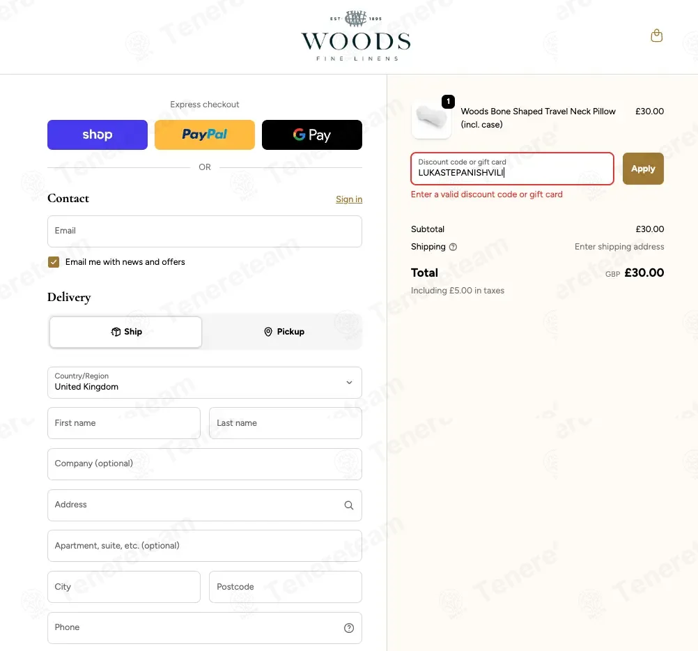 Woods Fine Linens coupon code: 25% off with LUKASTEPANISHVILI. Tested and valid as 2 months ago.