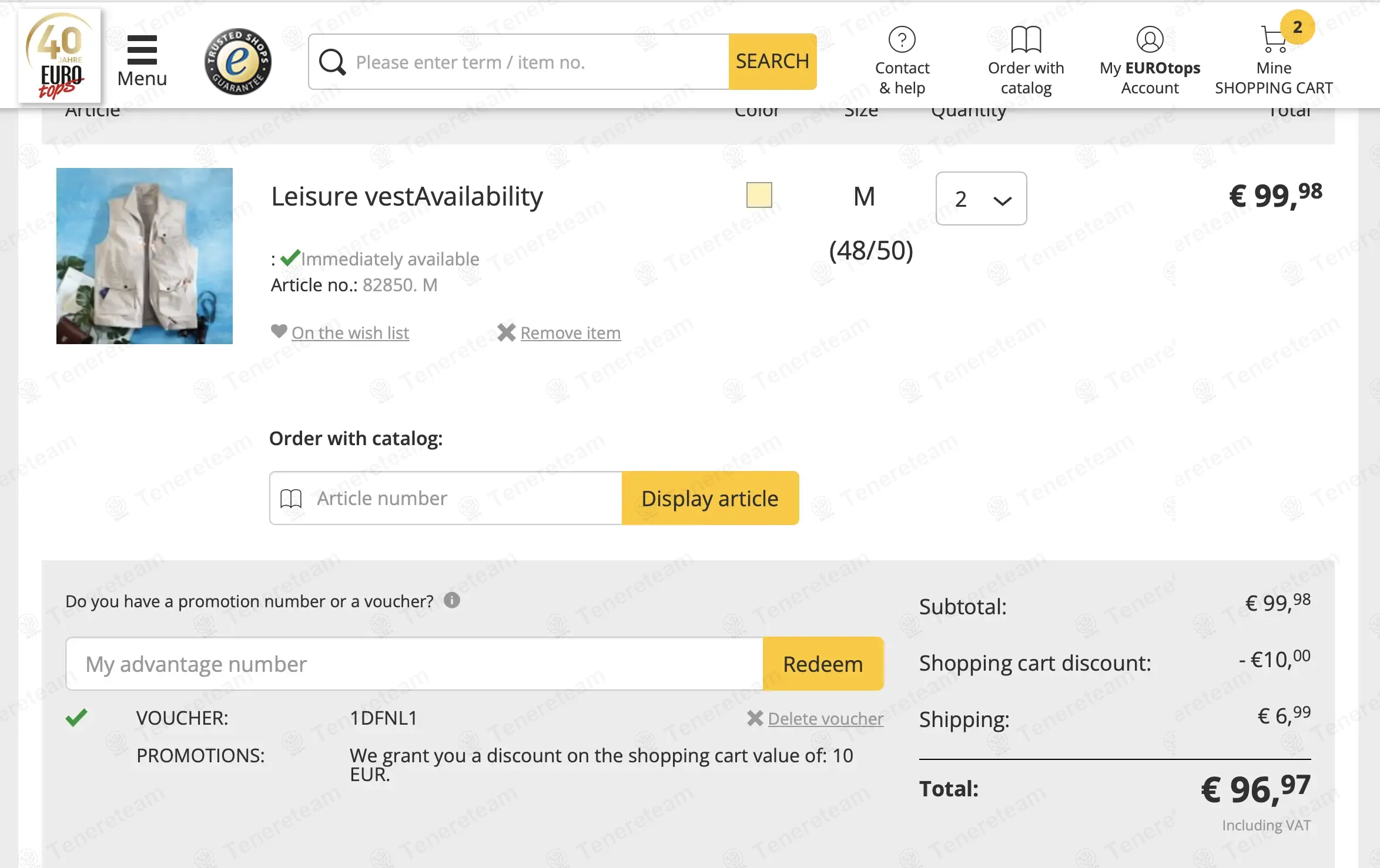Euro Tops DE coupon code: €10 off with 1DFNL1. Tested and valid as 1 year ago.