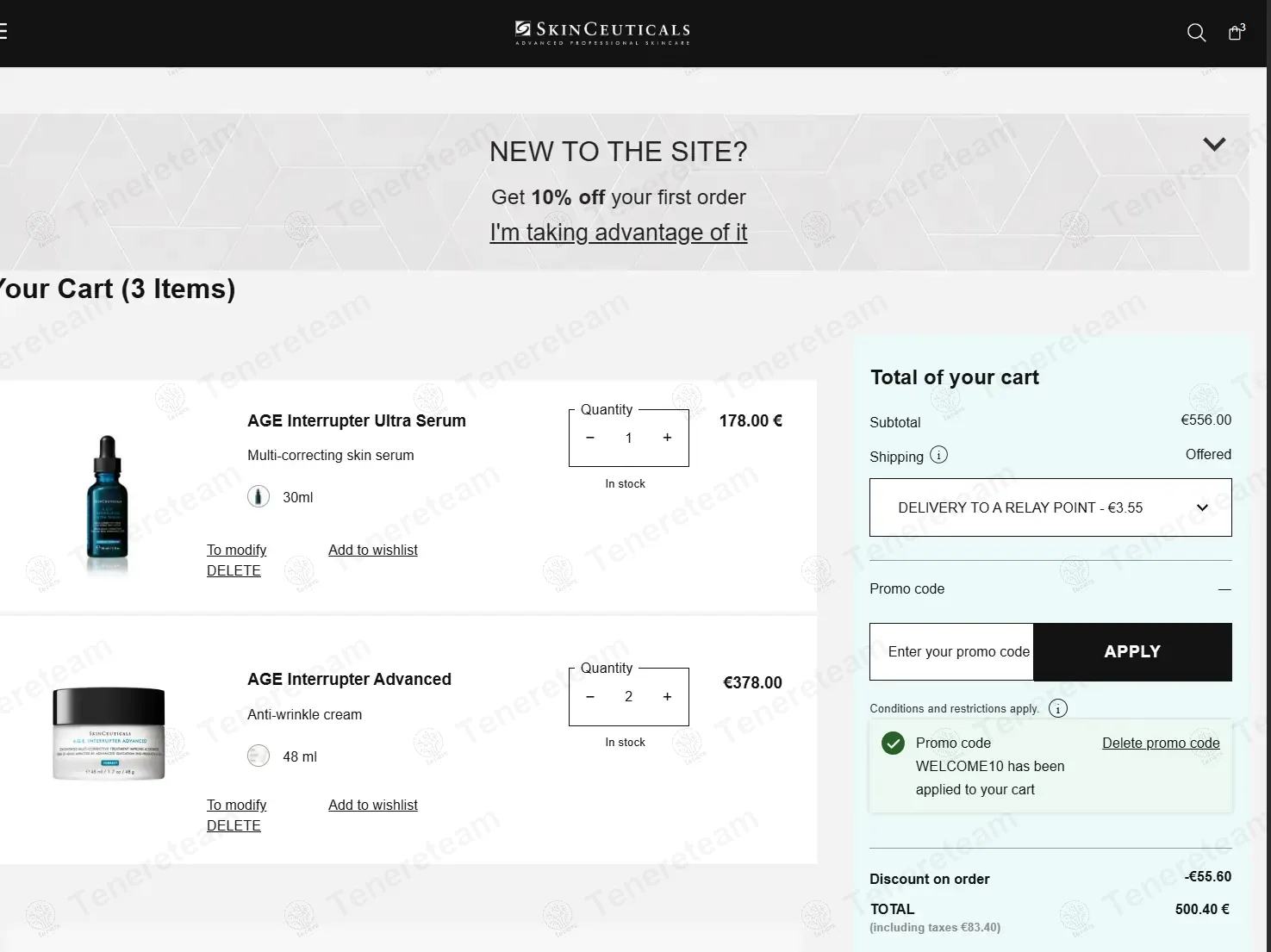 SkinCeuticals FR coupon code: 10% off with WELCOME10. Tested and valid as 1 year ago.