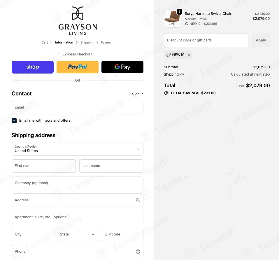 Grayson Living coupon code: 10% off with NEW10. Tested and valid as 7 months ago.