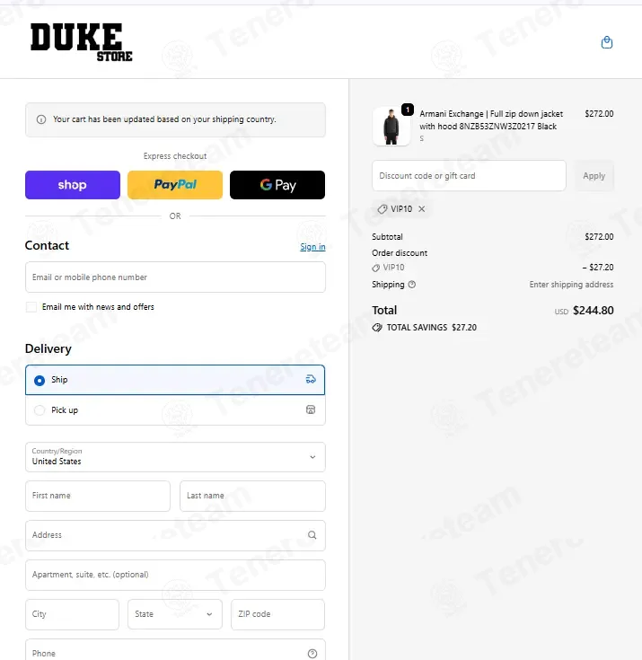 DUKE STORE coupon code: 10% off with VIP10. Tested and valid as 7 months ago.