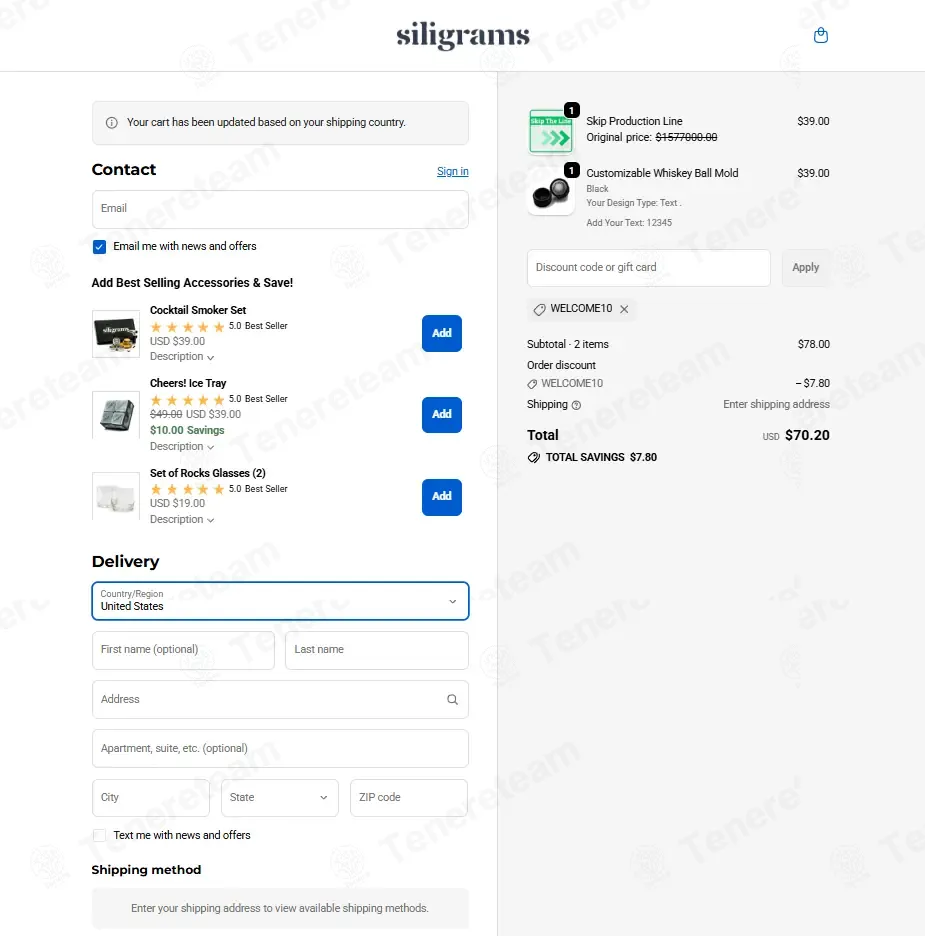 Siligrams coupon code: 10% off with WELCOME10. Tested and valid as 8 months ago.