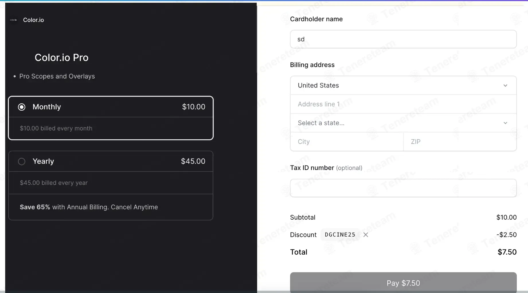 Color.io coupon code: 25% off with DGCINE25. Tested and valid as 7 months ago.