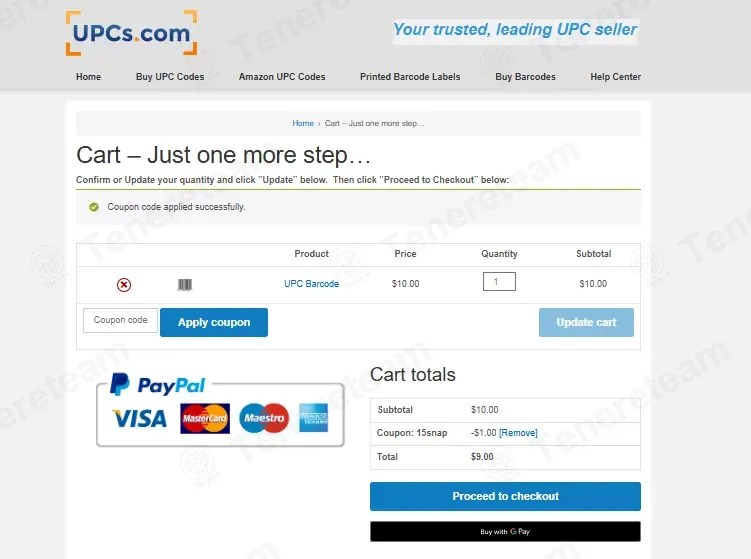 UPCs.com coupon code: 10% off with 15SNAP. Tested and valid as 4 weeks ago.