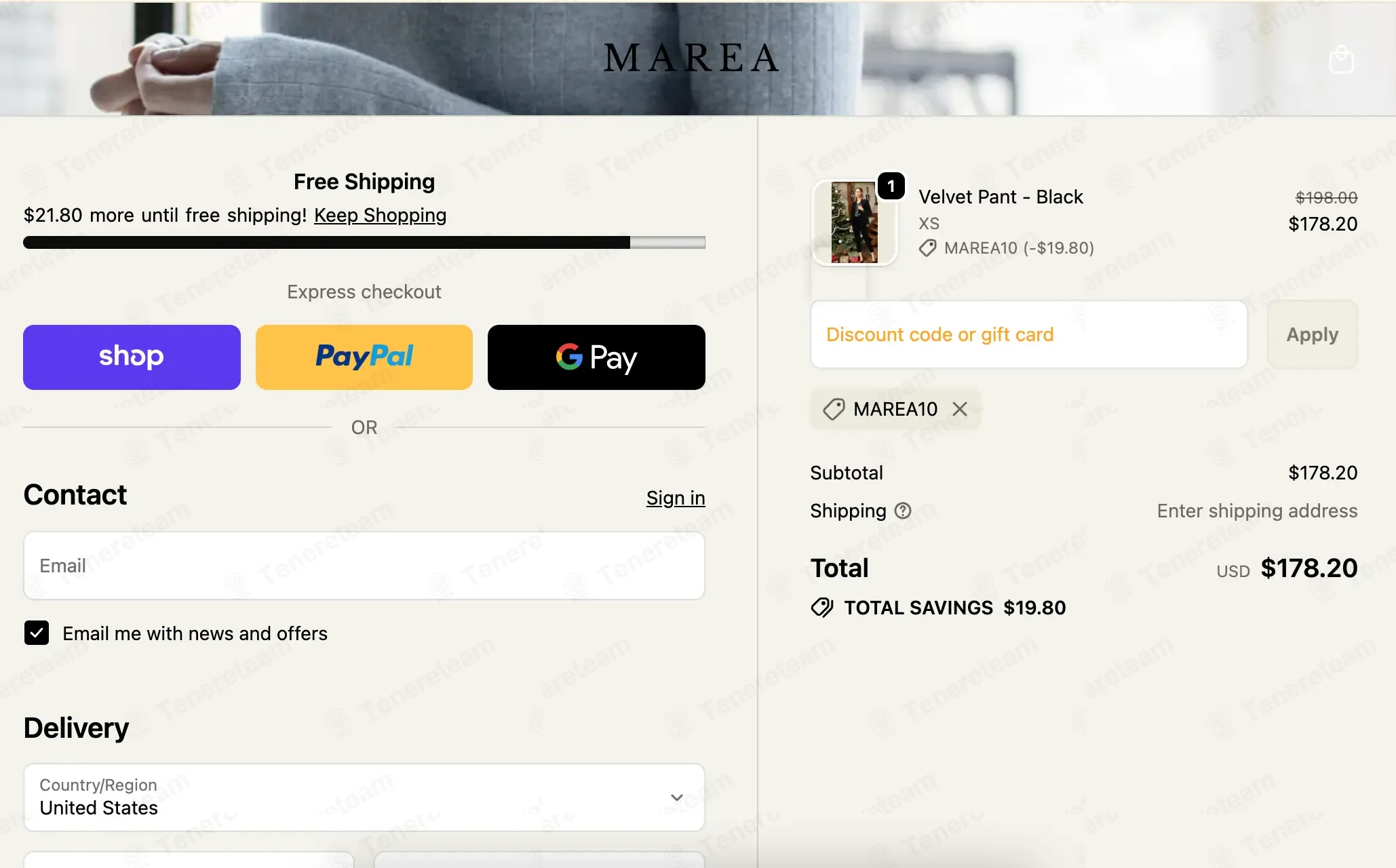 Marea by Liz Joy coupon code: 10% off with MAREA10. Tested and valid as 7 months ago.