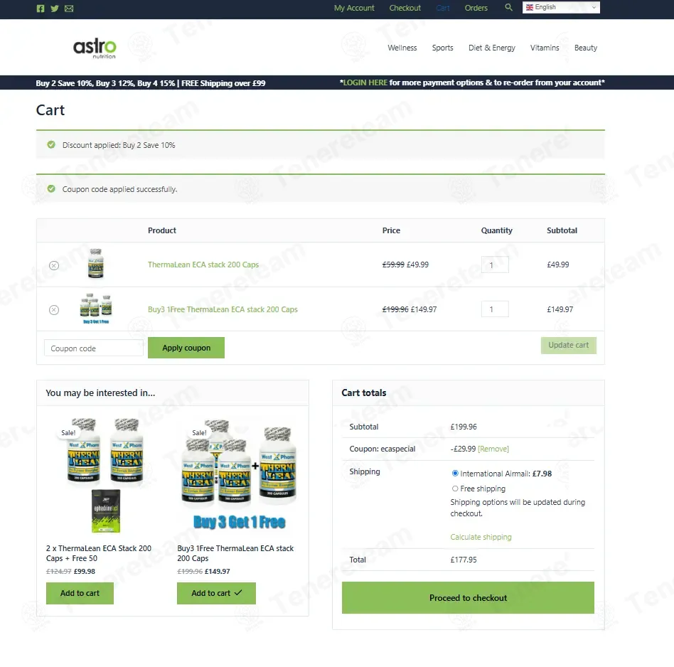 Astro Nutrition coupon code: 15% off with ECASPECIAL. Tested and valid as 8 months ago.