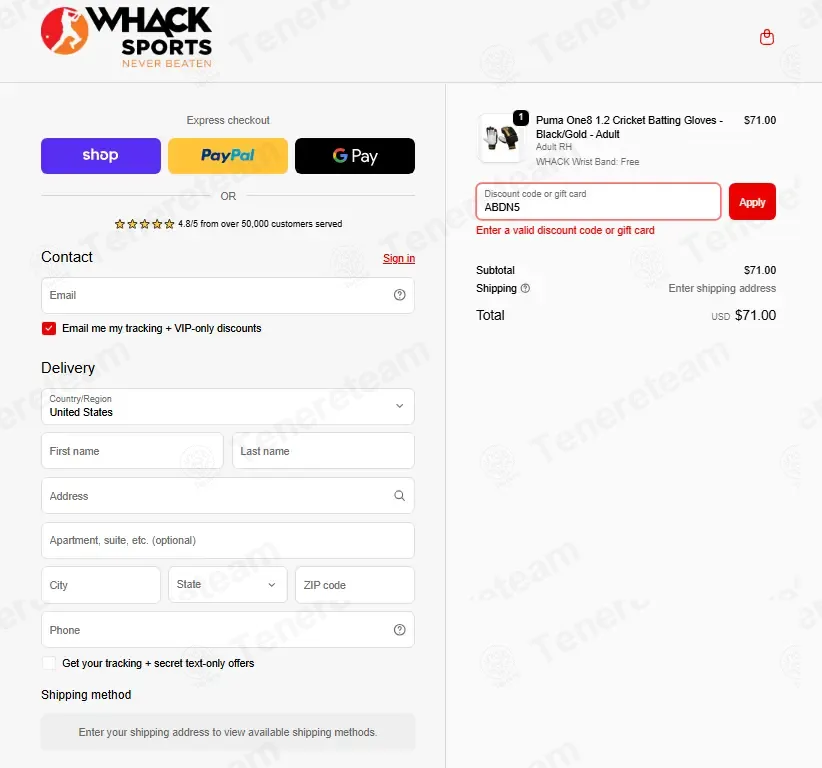 Whack Sports coupon code: 5% off with ABDN5. Tested and valid as 2 months ago.