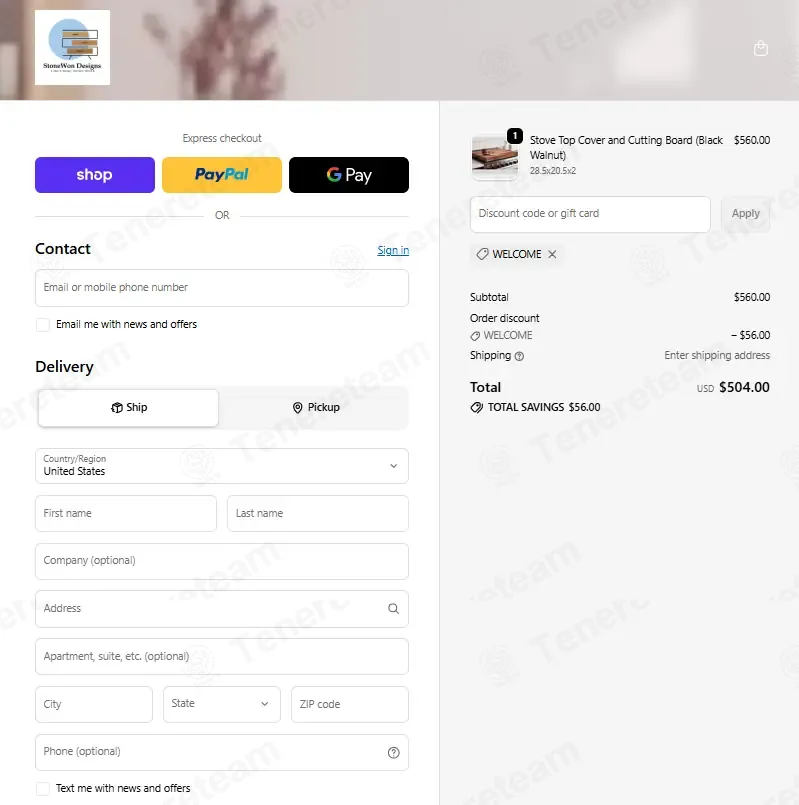 StoneWon Designs coupon code: 10% off with WELCOME. Tested and valid as 1 month ago.