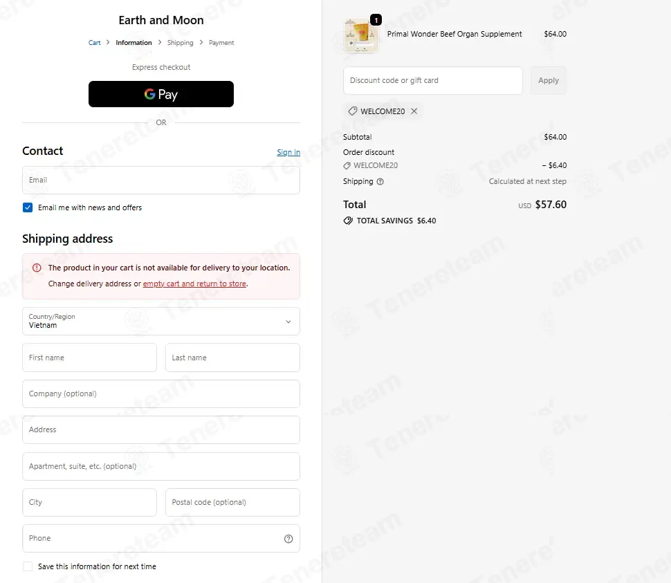 Earth and Moon coupon code: 20% off with WELCOME20. Tested and valid as 5 days ago.