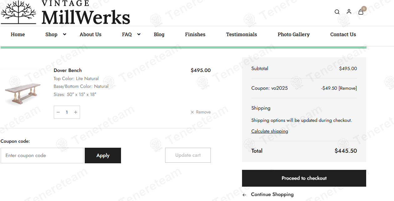 Vintage Mill Werks coupon code: 10% off with VO2025. Tested and valid as 1 year ago.