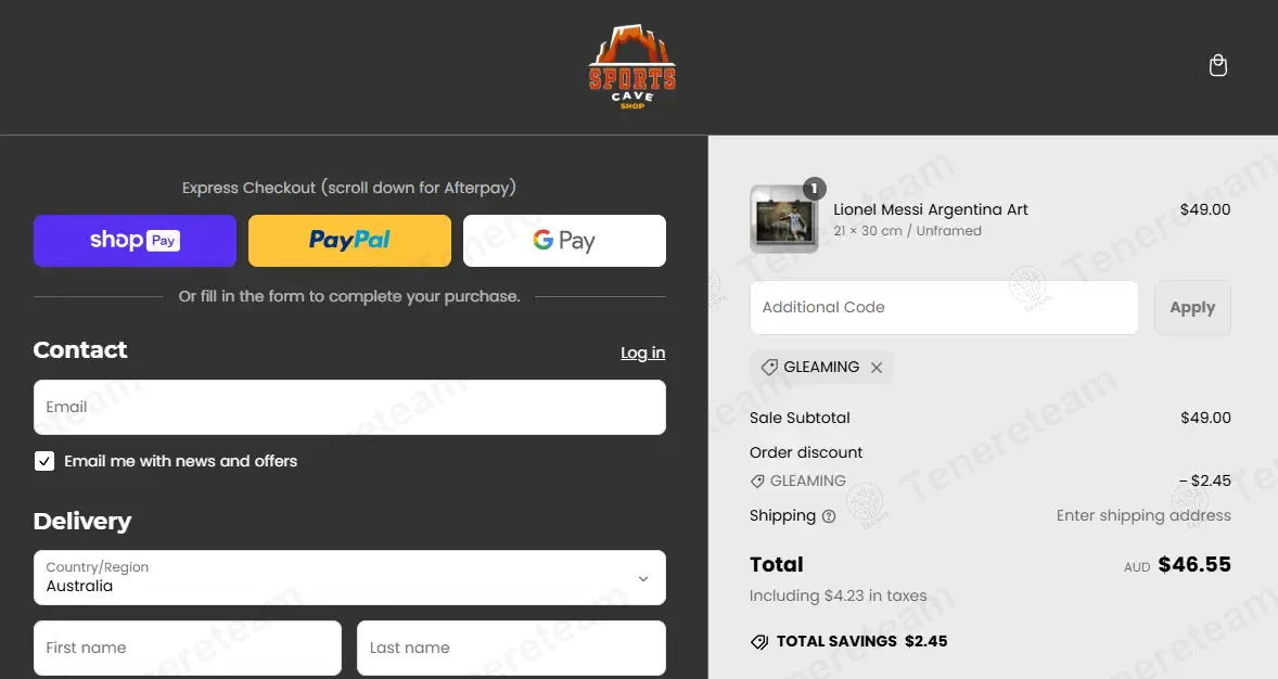 Sports Cave Shop coupon code: 5% off with GLEAMING. Tested and valid as 1 year ago.