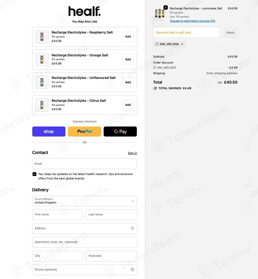 Healf coupon code: 10% off with AMI_MELISSA. Tested and valid as 1 week ago.