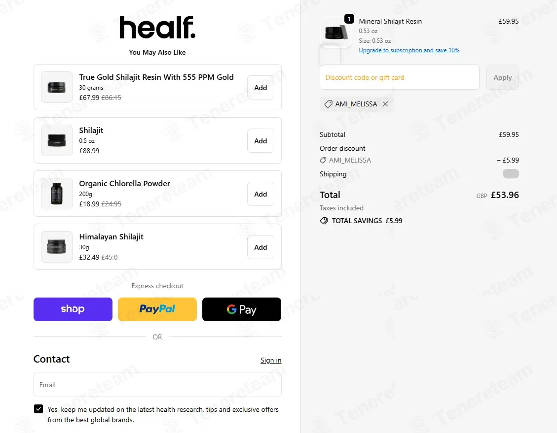 Healf coupon code: 10% off with AMI_MELISSA. Tested and valid as 1 week ago.