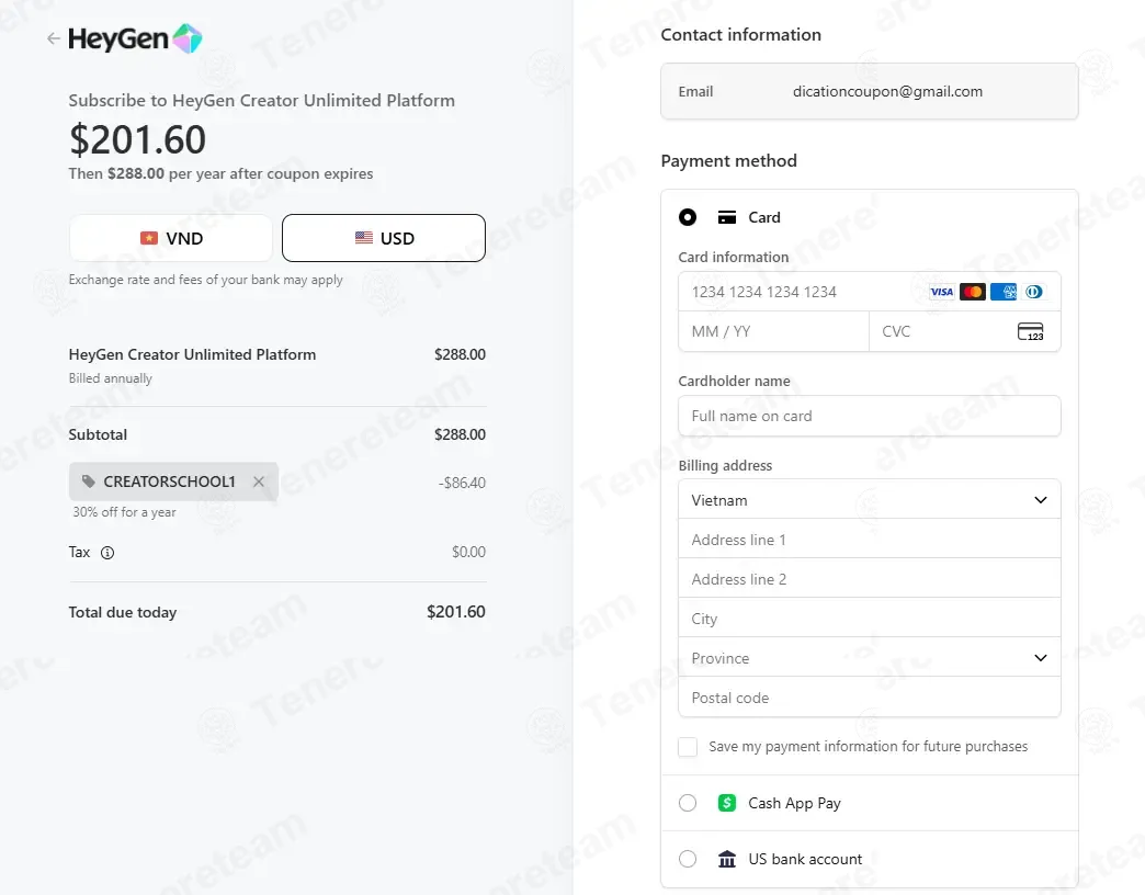HeyGen coupon code: 30% off with CREATORSCHOOL1. Tested and valid as 1 month ago.