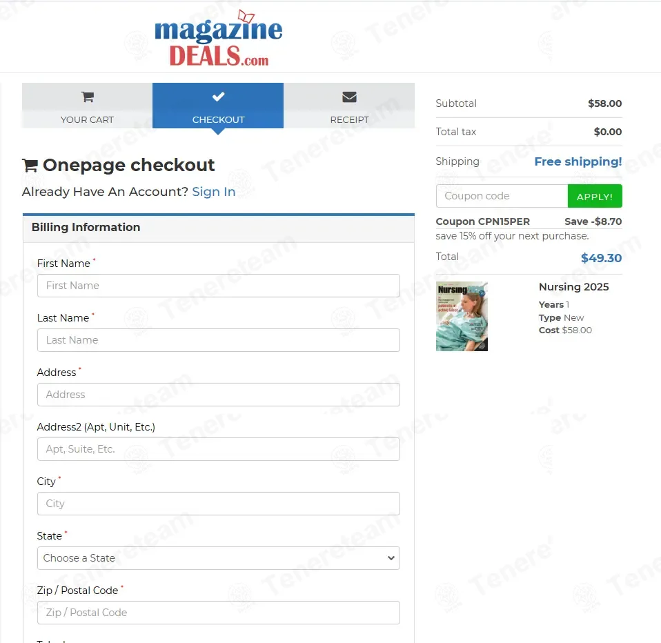 Magazine Deals apply coupon code