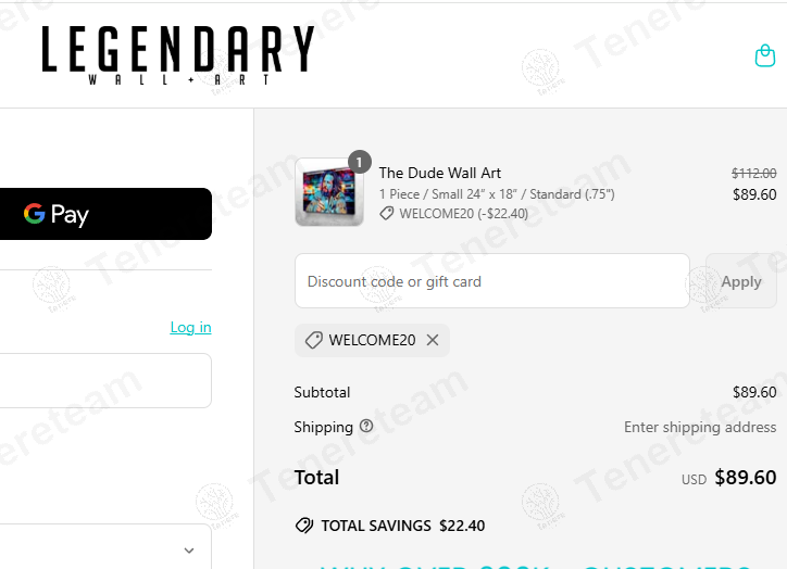 Legendary Wall Art coupon code: 20% off with WELCOME20. Tested and valid as 1 year ago.