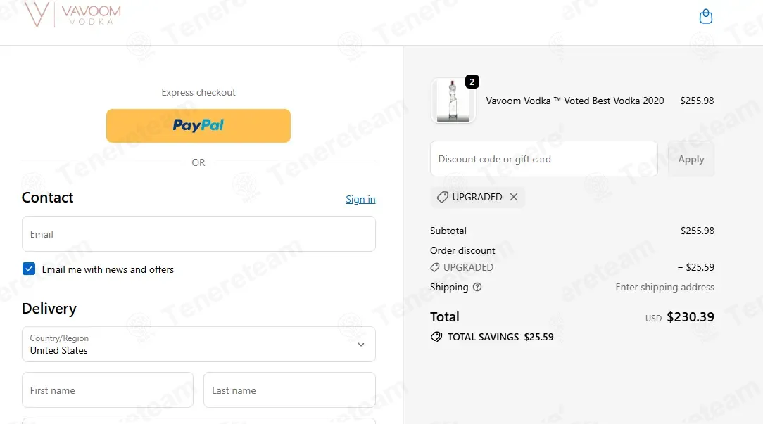 Vavoom Vodka coupon code: 10% off with UPGRADED. Tested and valid as 2 months ago.
