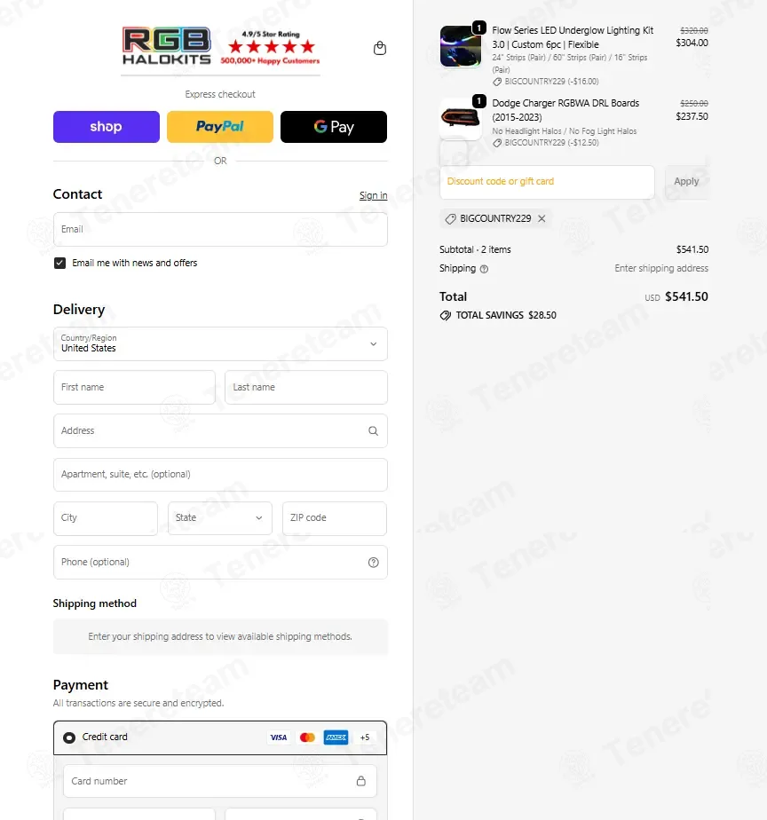 Rgb Halo Kits coupon code: 5% off with BIGCOUNTRY229. Tested and valid as 4 months ago.
