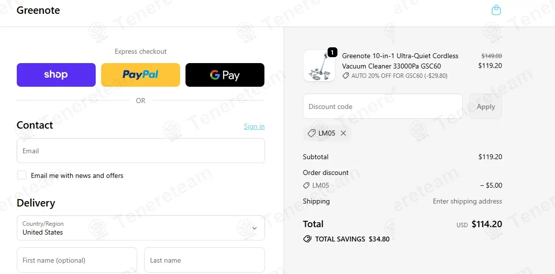Greenote Home coupon code: 5% off with LM05. Tested and valid as 9 months ago.