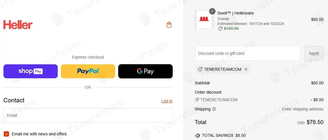 Heller Furniture coupon code: 10% off with TENERETEAMCOM. Tested and valid as 1 year ago.
