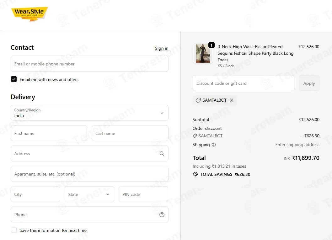 Wear Style coupon code: 5% off with SAMTALBOT. Tested and valid as 1 week ago.