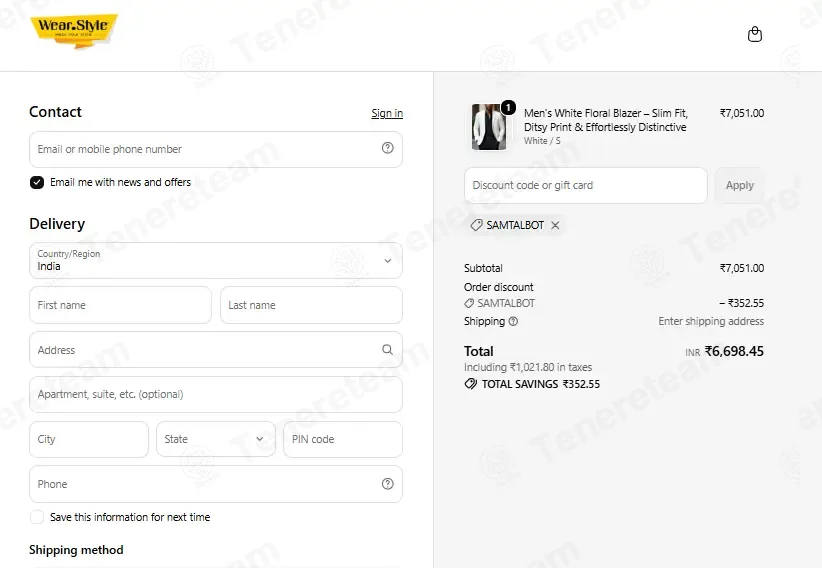 Wear Style coupon code: 5% off with SAMTALBOT. Tested and valid as 1 week ago.
