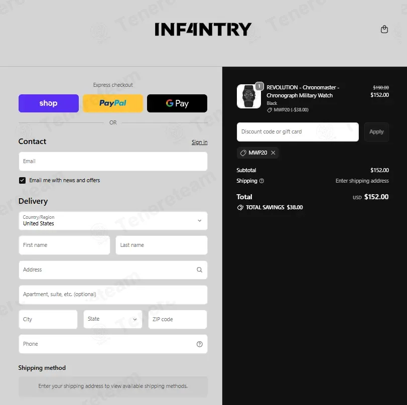 Infantry Watch Co coupon code verified as working at checkout