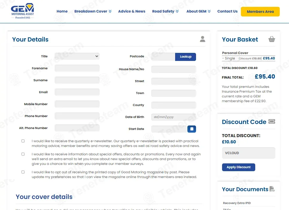 GEM Motoring Assist coupon code: 10% off with VCLOUD. Tested and valid as 5 months ago.