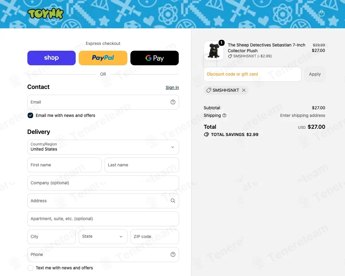Toynk Toys coupon code: 10% off with SMSHHSNXT. Tested and valid as 3 weeks ago.