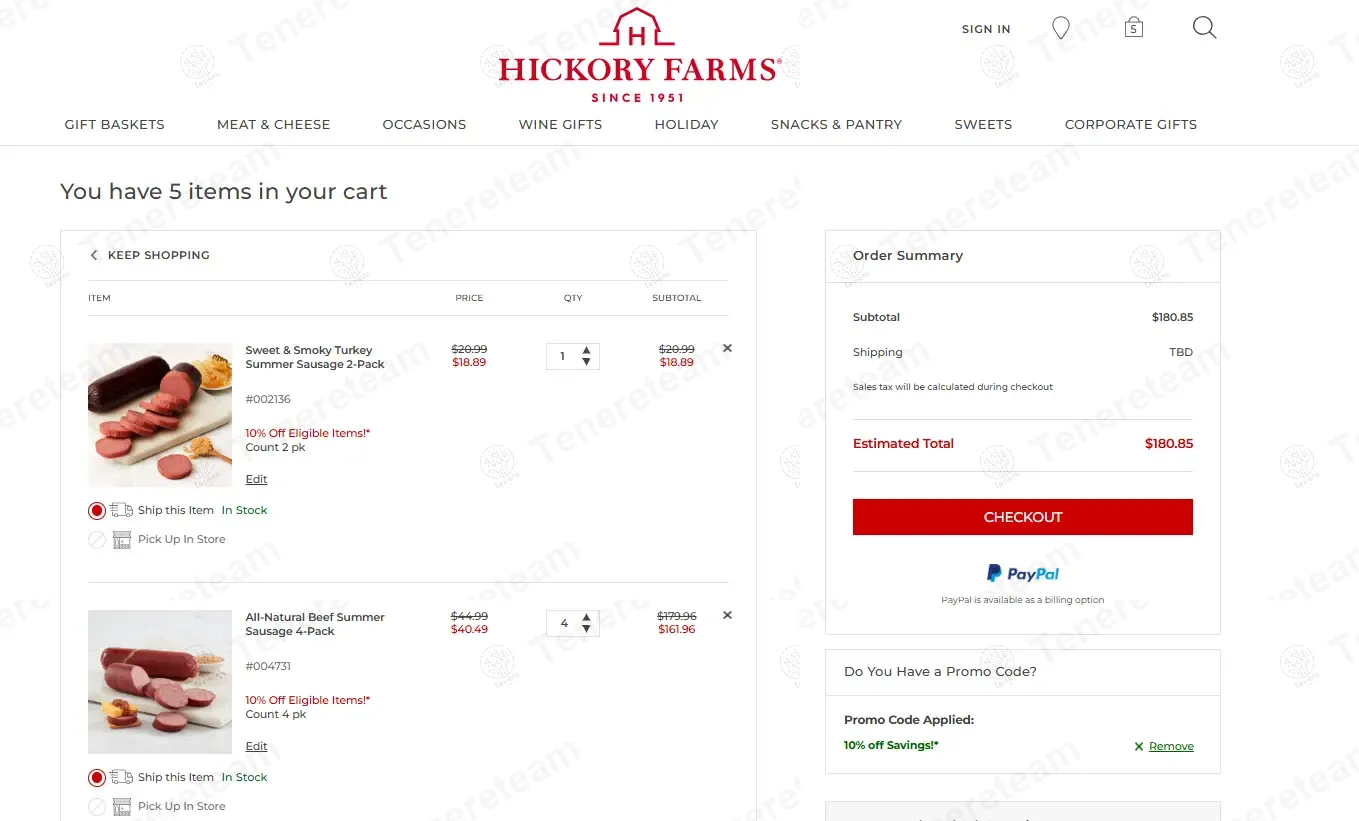 Hickory Farms coupon code: 10% off with HFNEW10. Tested and valid as 10 months ago.